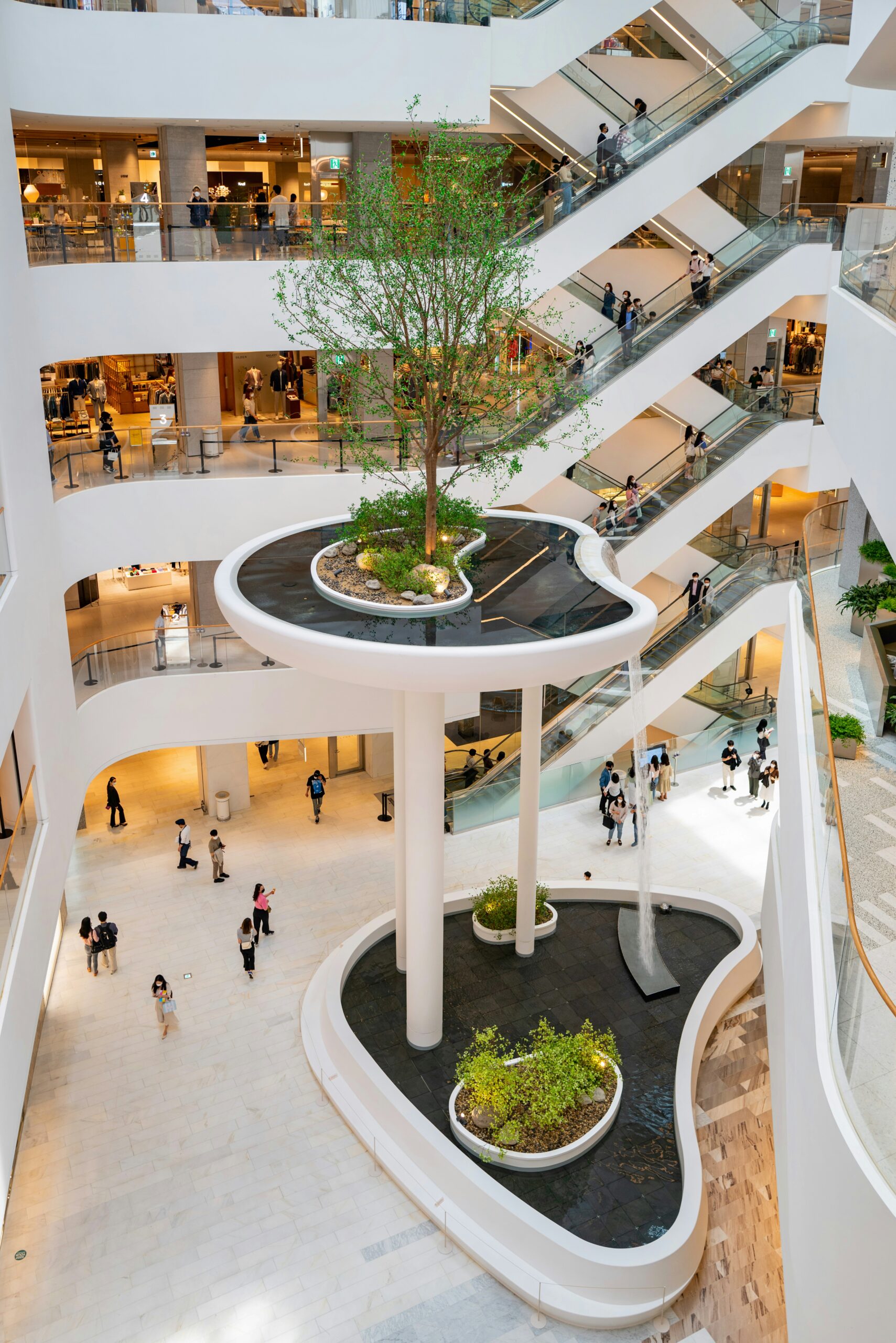A shopping mall in Tokyo with restaurant signs